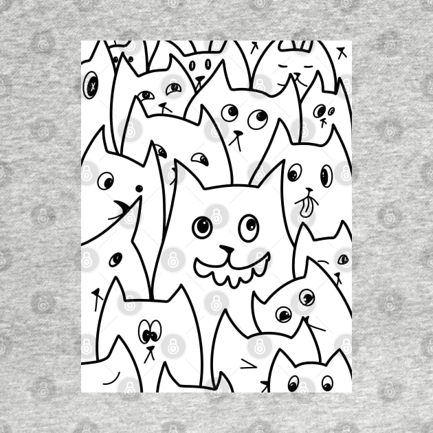 Cartoon Qute Cat Doodle / Cats illustration / Cat line art by Print Art Station